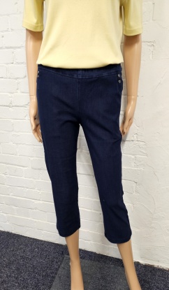 Claudia C Dark Blue Pull On Cropped Jeans